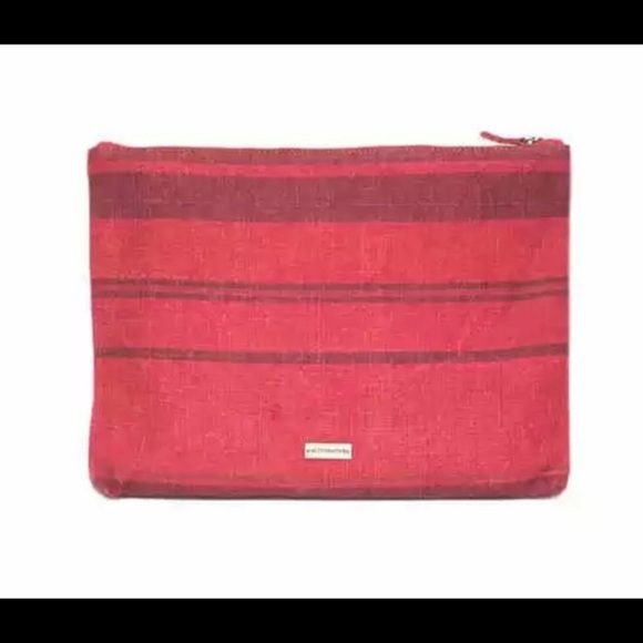 Lava Red Stripe Alternative Apparel Sierra Oversized Jute Clutch Laptop Bag OS